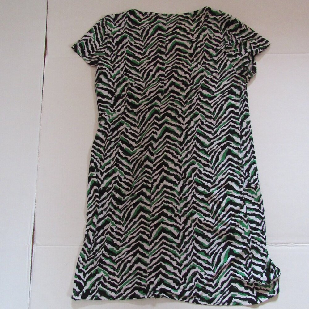 Dana Buchman Ruched Casual Midi Black/Green/White Dress Size XL - Picture 2 of 4